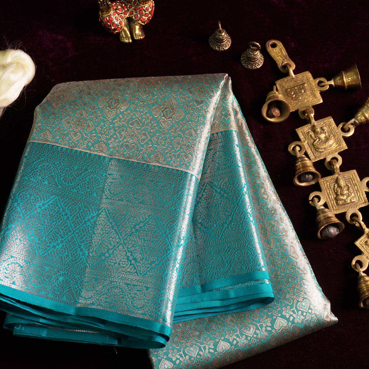 Hamsadhwani — Light Aqua Pure Silk Saree with Pure Zari