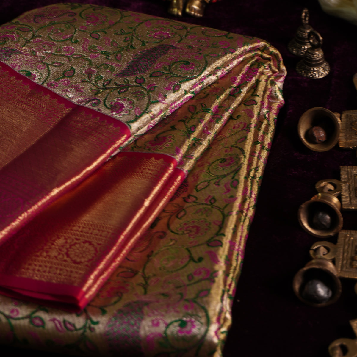 Kapi — Rose Pink Pure Silk Saree with Pure Zari