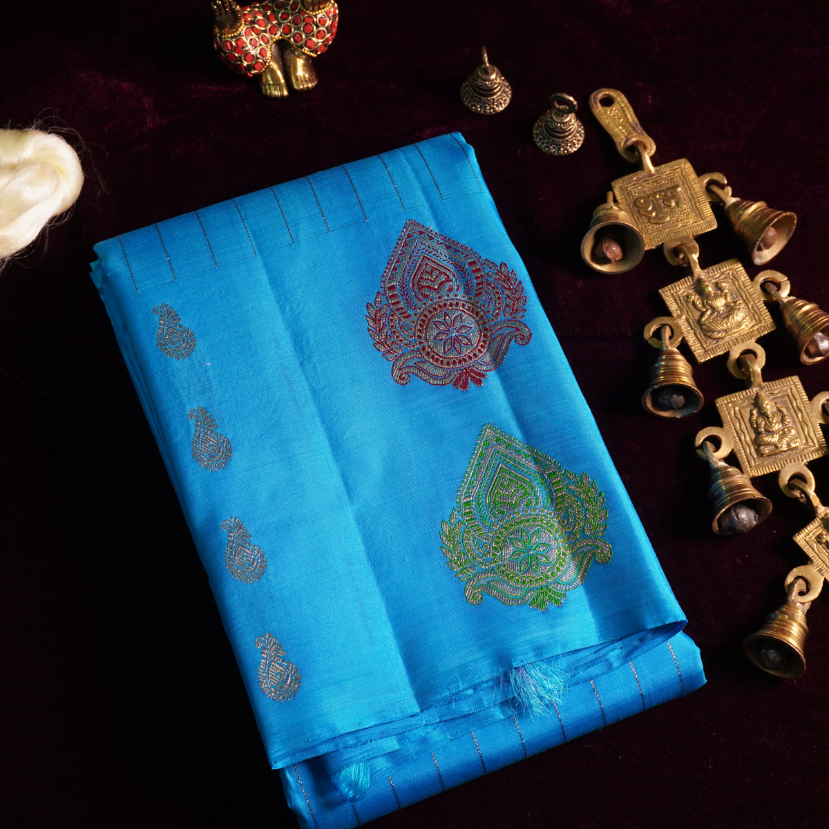 Mohanam — Electric Blue Pure Silk Saree with Pure Zari