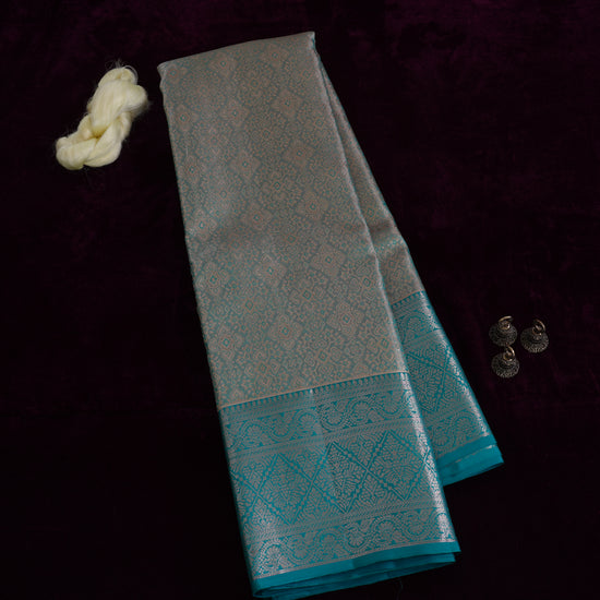 Hamsadhwani — Light Aqua Pure Silk Saree with Pure Zari