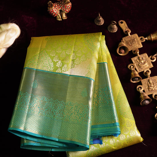 Vasantha — Lime Green Pure Silk Saree with Pure Zari