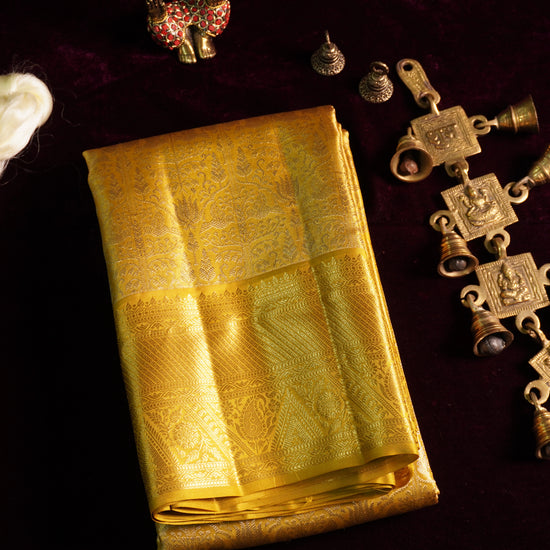 Kalyani — Golden Yellow Pure Silk Saree with Pure Zari
