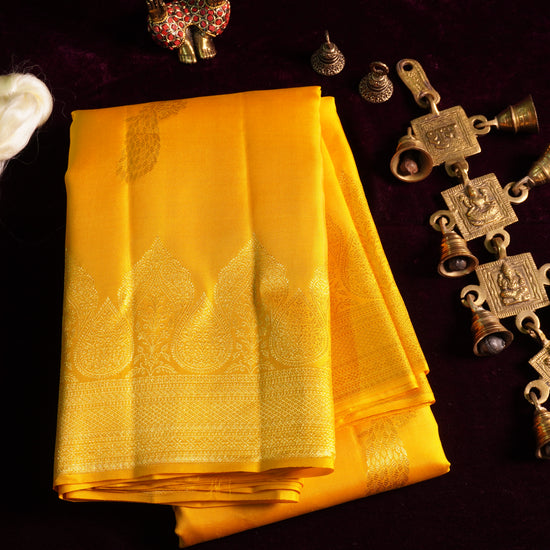 Shankarabharanam — Bright Yellow Pure Silk Saree with Pure Zari