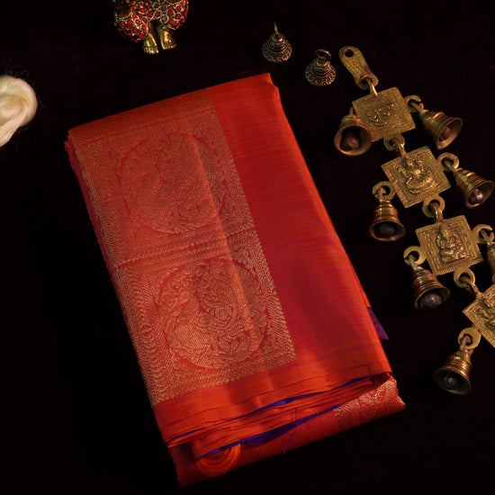 Bhairavi - Vermilion red with gold border
