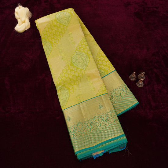 Vasantha — Lime Green Pure Silk Saree with Pure Zari
