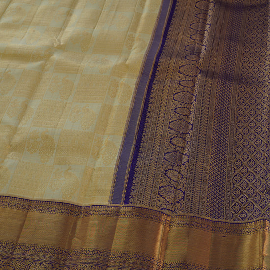 Keeravani — Ivory and Purple Pure Silk Saree with Pure Zari
