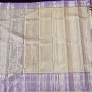 Keeravani — Ivory and Purple Pure Silk Saree with Pure Zari