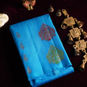 Mohanam — Electric Blue Pure Silk Saree with Pure Zari