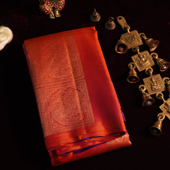 Saveri — Vermilion Orange Pure Silk Saree with Pure Zari
