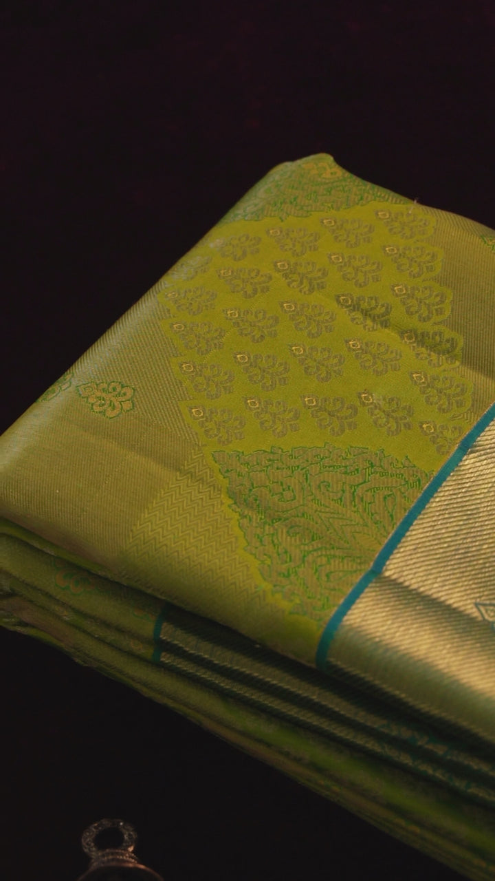 Vasantha — Lime Green Pure Silk Saree with Pure Zari