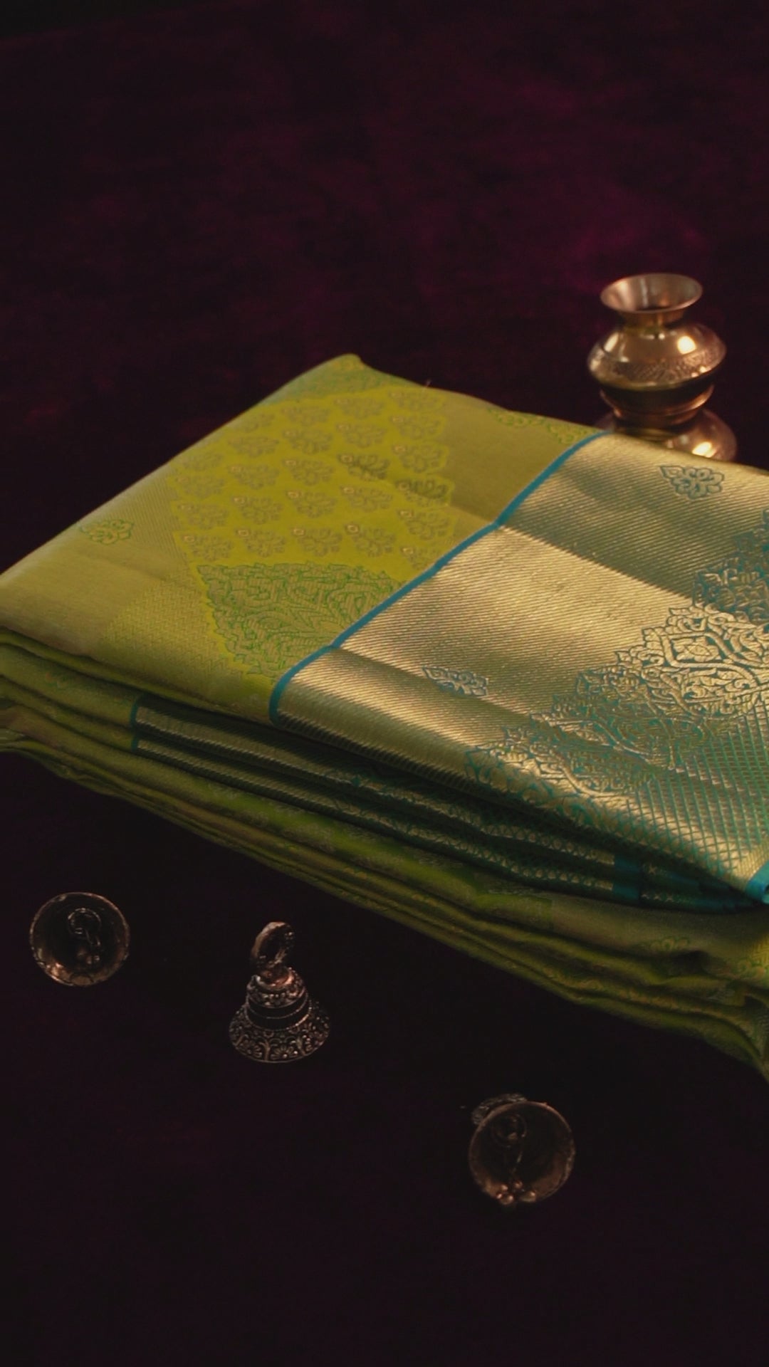 Vasantha — Lime Green Pure Silk Saree with Pure Zari
