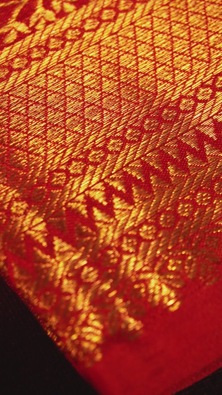 Bhairavi - Vermilion red with gold border